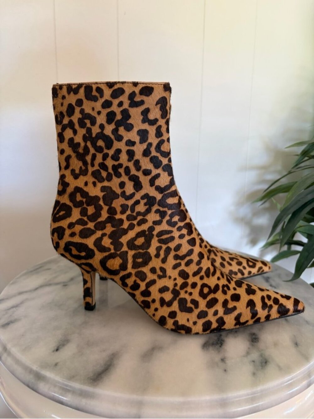 Steve Madden Alston Womens Boots Size 6.5 Leopard Print Calf Hair Pointy Toe - Picture 3 of 7